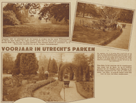 873061 Collage van 2 foto's betreffende 'voorjaar in de Utrechtse parken', met linksboven een gezicht in het ...